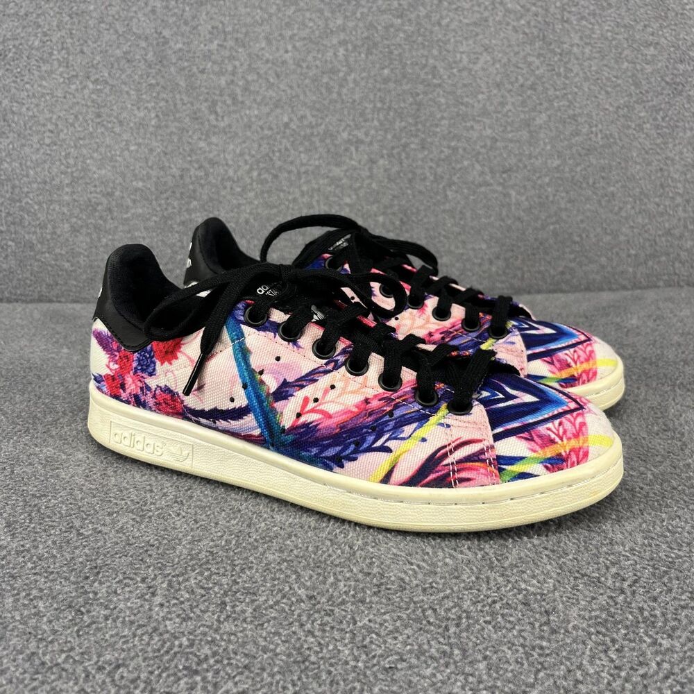 Adidas Stan Smith Shoes Womens Size 6.5 Multicolor Floral S81229 Sneakers Canvas